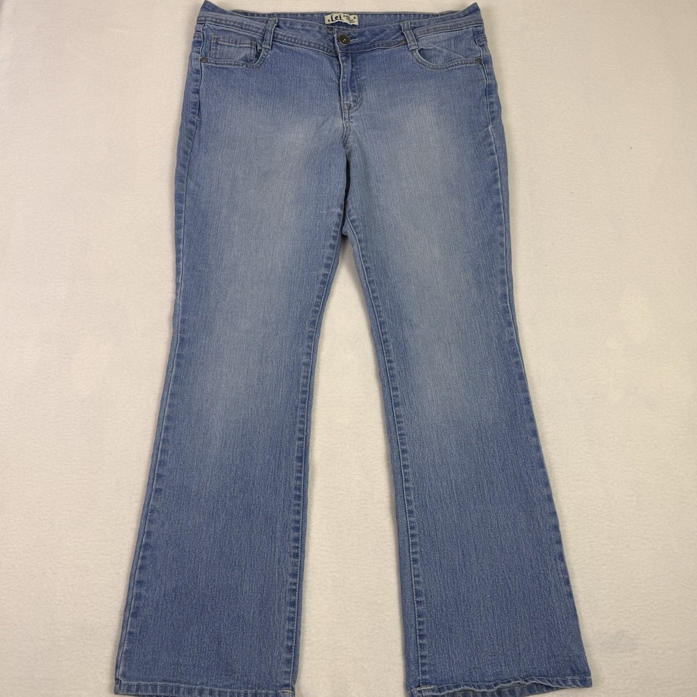 Vintage L.E.I. Ashley Lowrise Bootcut Jeans Junior 17 Y2K Light‎ Wash Denim